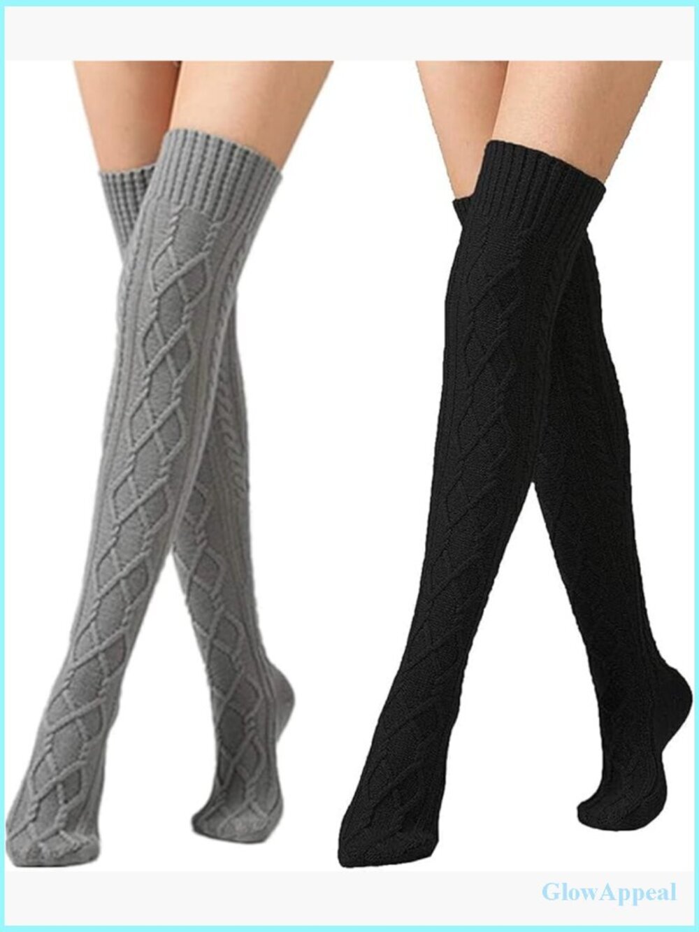 Over the Knee Thigh High Socks Cable Knit Extra Long Leg Warmers